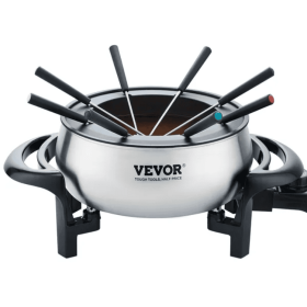 VEVOR Electric Fondue Pot Set For Cheese & Chocolate, 3 Quart Chocolate Melting Warmer, Stainless Steel Fondue Maker With Temperature Control And